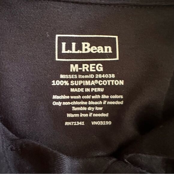 L.L. Bean Black Fitted Long Sleeve Button Down Shirt - Picture 2 of 7